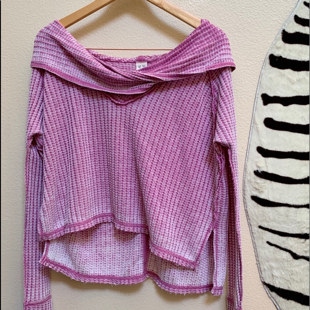 FREE PEOPLE Long Sleeve High Low XS Top in Pink